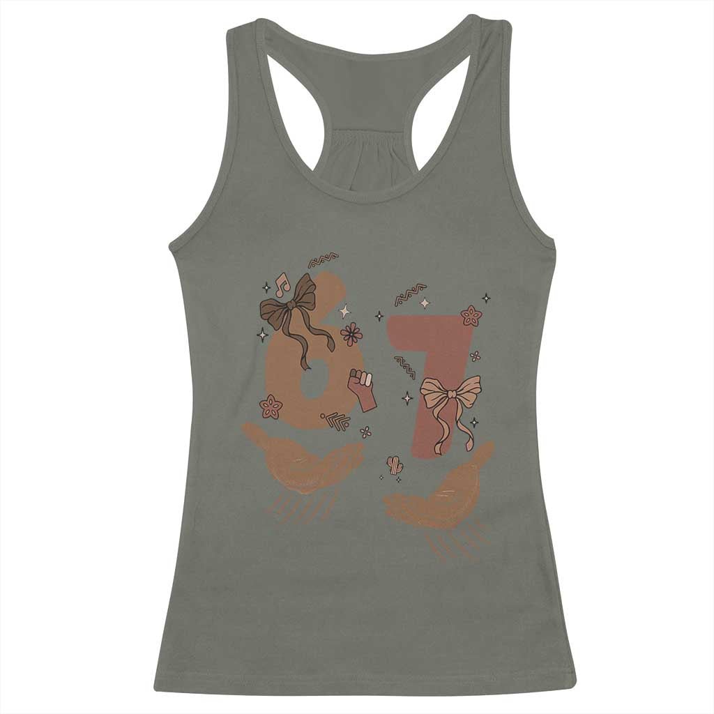 Funny Six Seven Meme Racerback Tank Top Black History Women Gift TS12 Military Green Print Your Wear