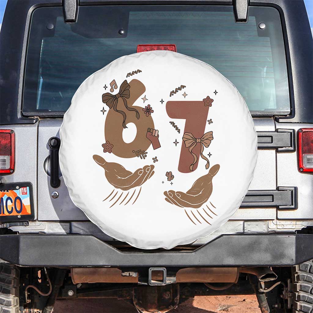 Funny Six Seven Meme Spare Tire Cover Black History Women Gift TS12 No hole White Print Your Wear