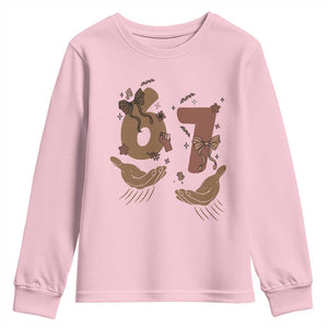 Funny Six Seven Meme Youth Sweatshirt Black History Women Gift TS12 Light Pink Print Your Wear