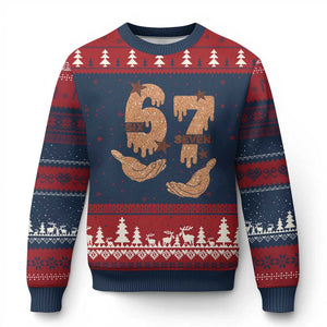 Funny Six Seven Meme Ugly Christmas Sweater Melanin Black History Month Gift TS12 Navy Red Print Your Wear