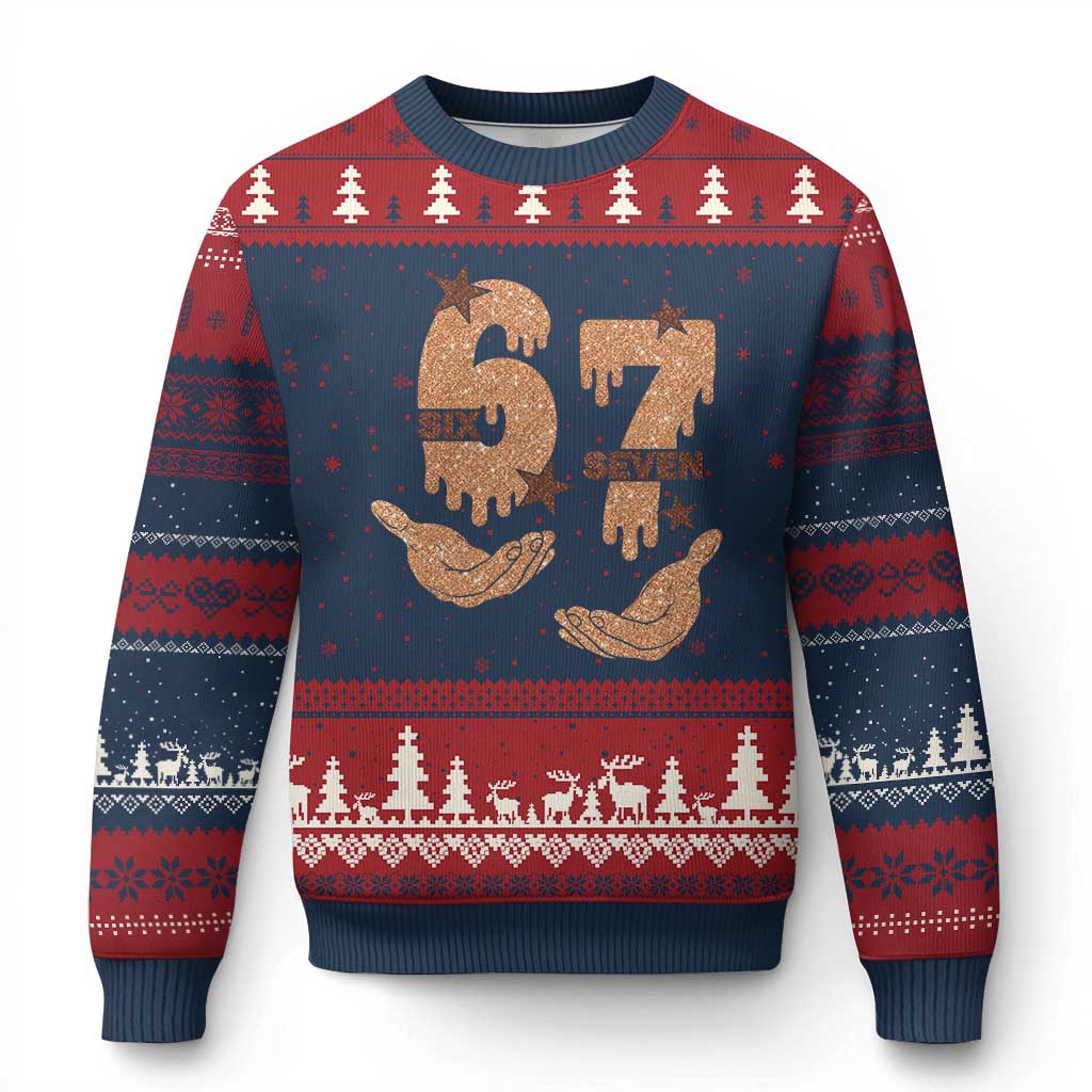 Funny Six Seven Meme Ugly Christmas Sweater Melanin Black History Month Gift TS12 Navy Red Print Your Wear