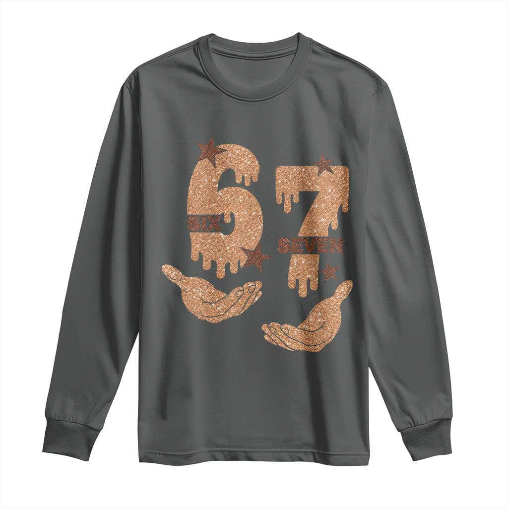 Funny Six Seven Meme Long Sleeve Shirt Melanin Black History Month Gift TS12 Dark Heather Print Your Wear