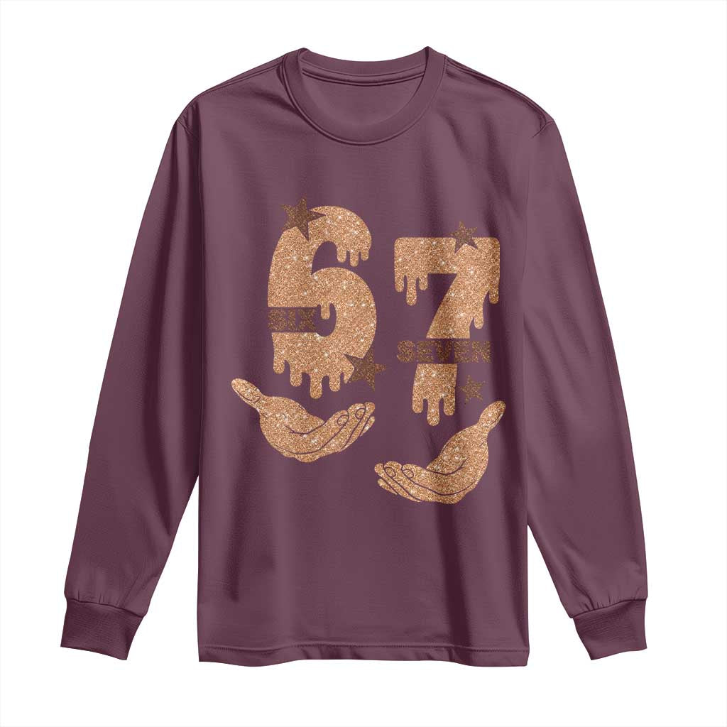 Funny Six Seven Meme Long Sleeve Shirt Melanin Black History Month Gift TS12 Maroon Print Your Wear