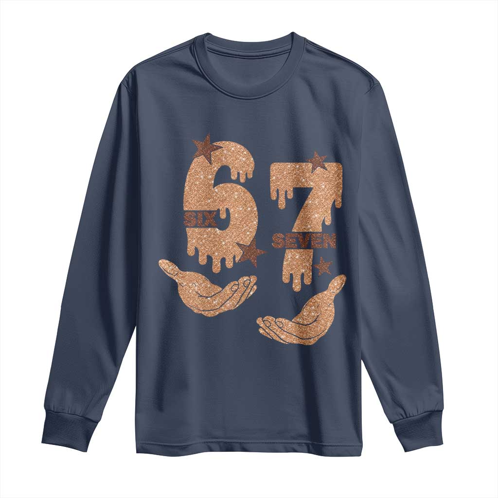 Funny Six Seven Meme Long Sleeve Shirt Melanin Black History Month Gift TS12 Navy Print Your Wear