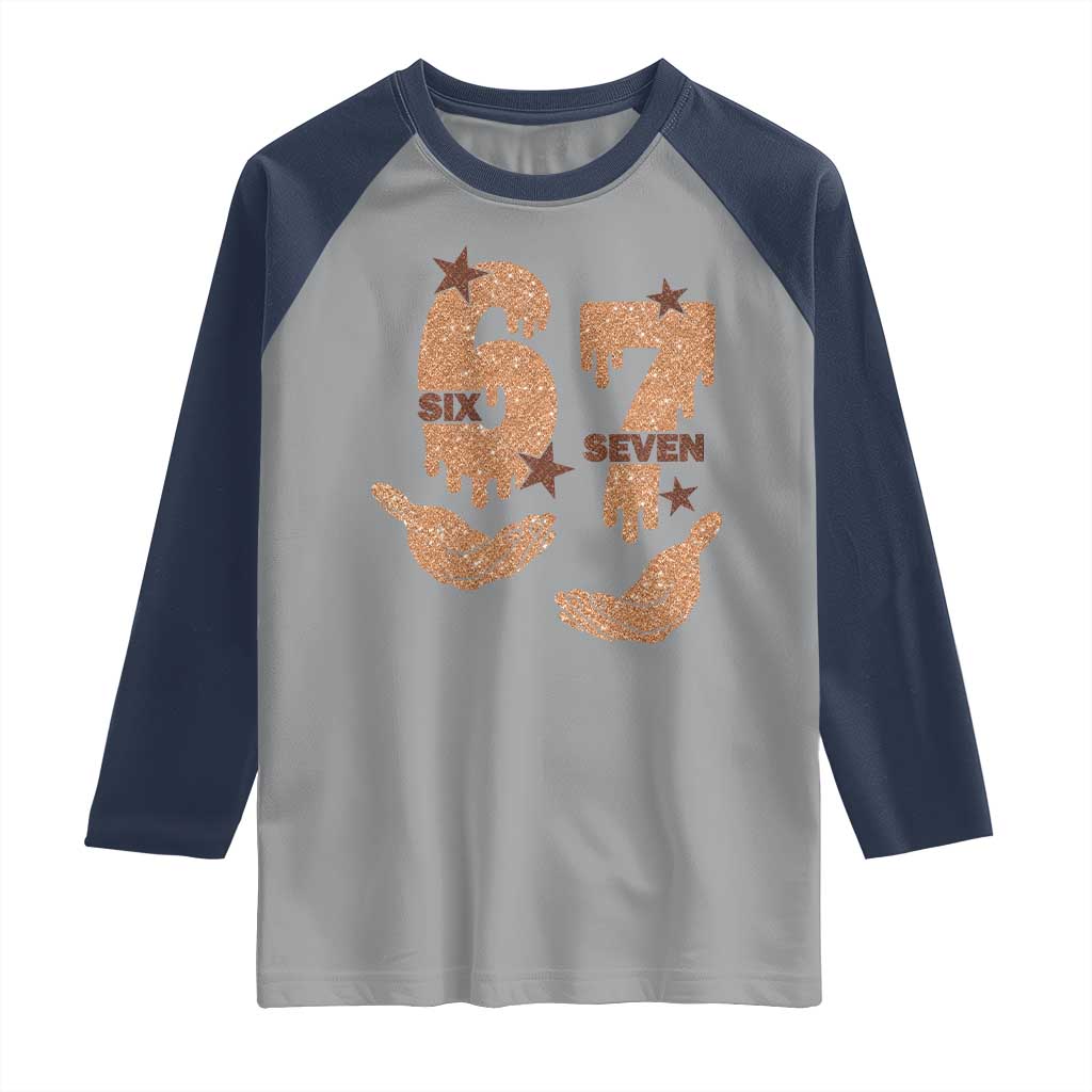 Funny Six Seven Meme Raglan Shirt Melanin Black History Month Gift TS12 Sport Gray Navy Print Your Wear