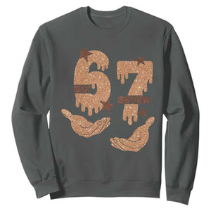 Funny Six Seven Meme Sweatshirt Melanin Black History Month Gift TS12 Dark Heather Print Your Wear