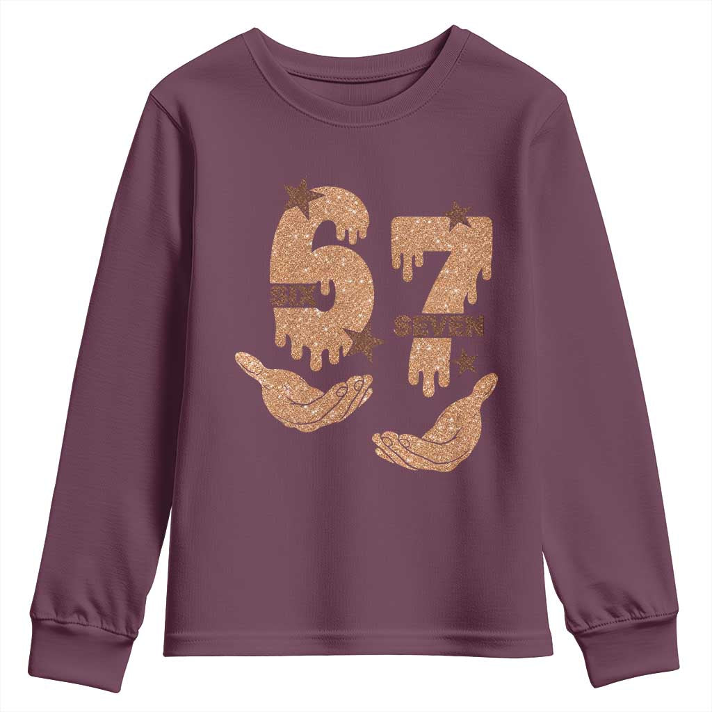 Funny Six Seven Meme Youth Sweatshirt Melanin Black History Month Gift TS12 Maroon Print Your Wear