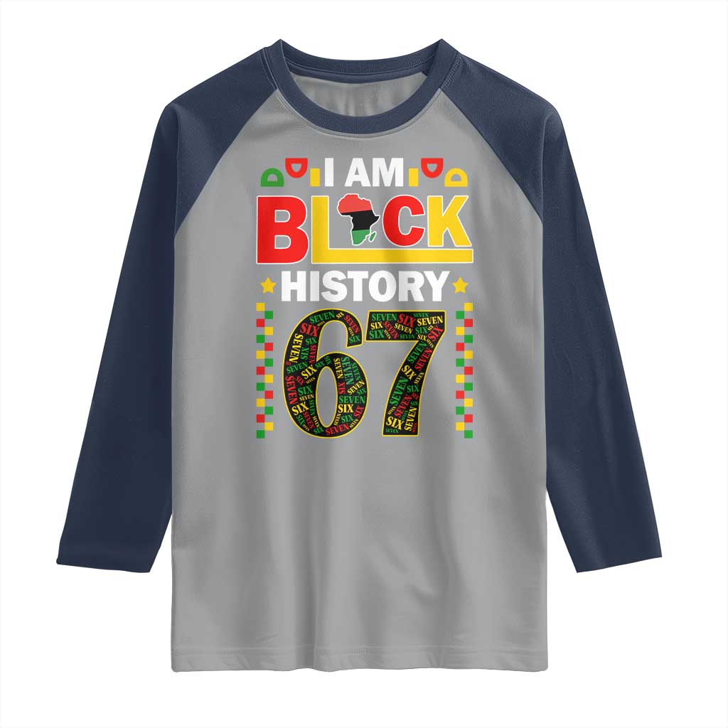 67 Meme Black History Month Raglan Shirt African American Pride TS12 Sport Gray Navy Print Your Wear