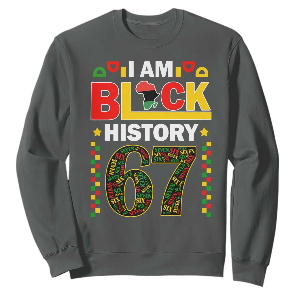 67 Meme Black History Month Sweatshirt African American Pride TS12 Dark Heather Print Your Wear