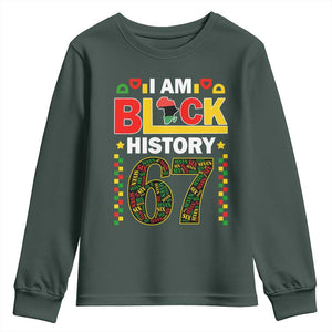 67 Meme Black History Month Youth Sweatshirt African American Pride TS12 Dark Forest Green Print Your Wear