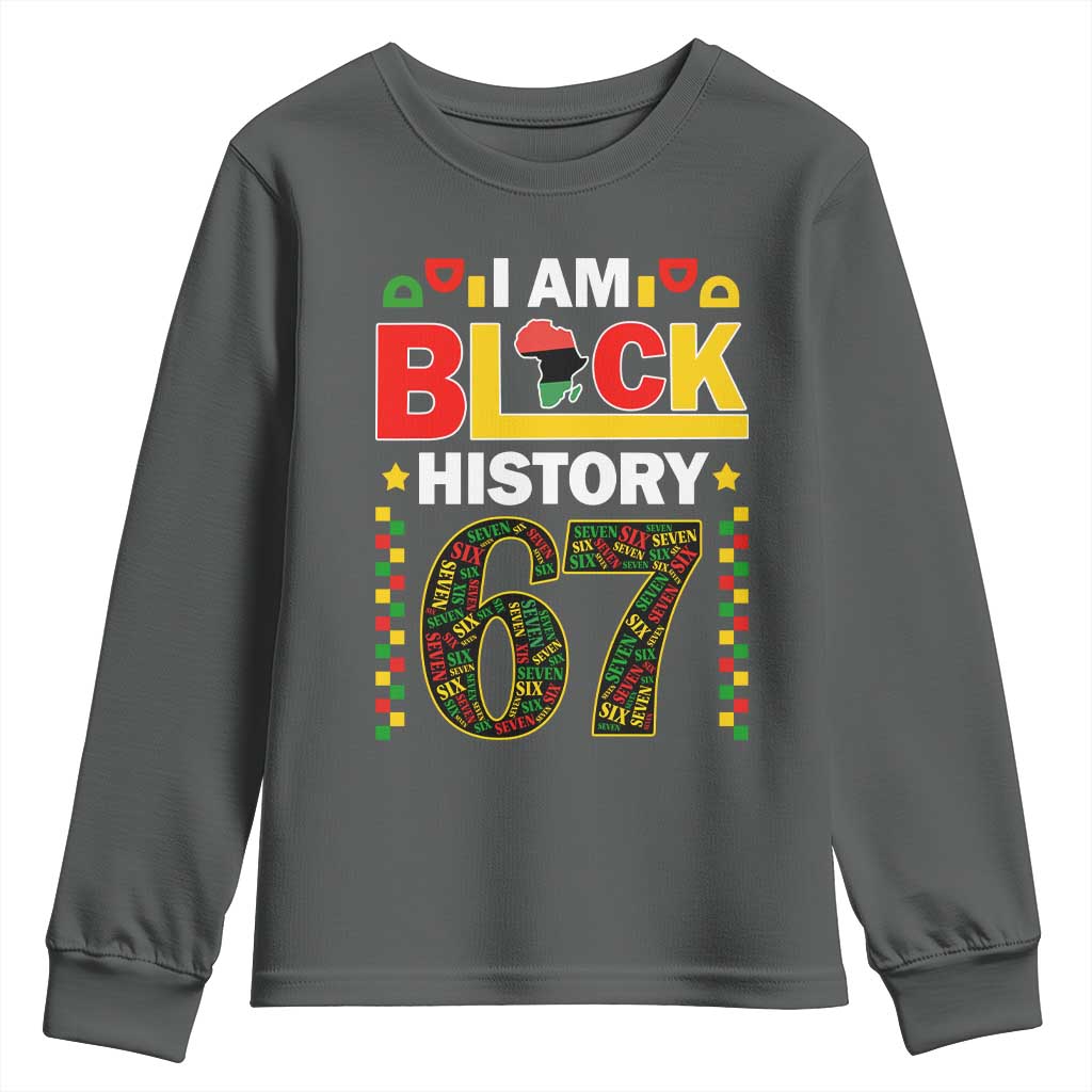 67 Meme Black History Month Youth Sweatshirt African American Pride TS12 Dark Heather Print Your Wear