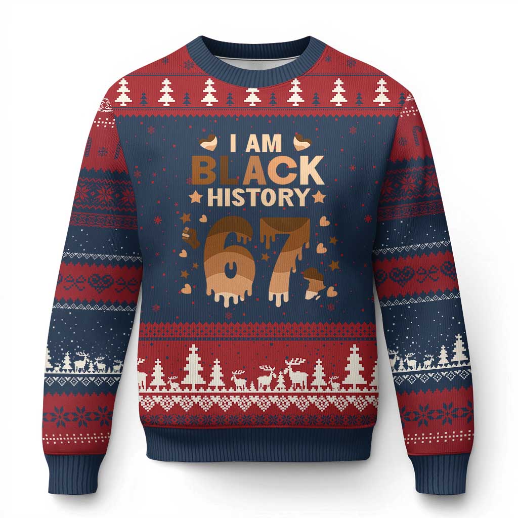 Funny Melanin Six Seven Meme Ugly Christmas Sweater African American Gift TS12 Navy Red Print Your Wear