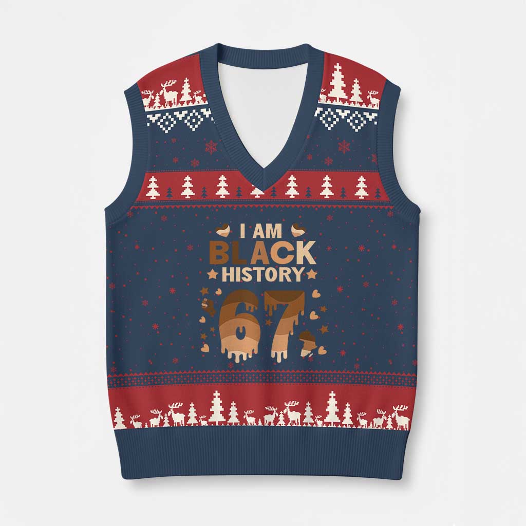 Funny Melanin Six Seven Meme V-Neck Knit Sweater Vest African American Gift TS12 Navy Red Print Your Wear