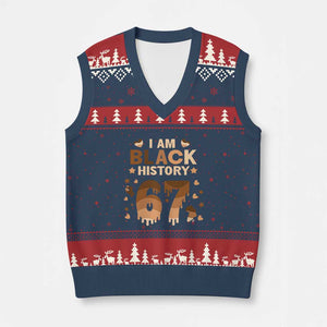 Funny Melanin Six Seven Meme V-Neck Knit Sweater Vest African American Gift TS12 Navy Red Print Your Wear