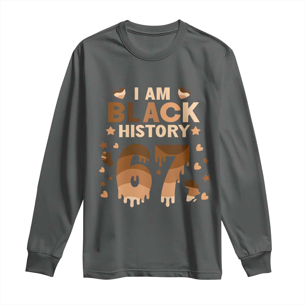 Funny Melanin Six Seven Meme Long Sleeve Shirt African American Gift TS12 Dark Heather Print Your Wear