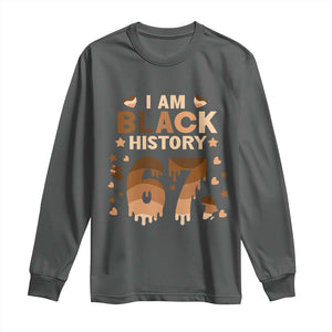 Funny Melanin Six Seven Meme Long Sleeve Shirt African American Gift TS12 Dark Heather Print Your Wear