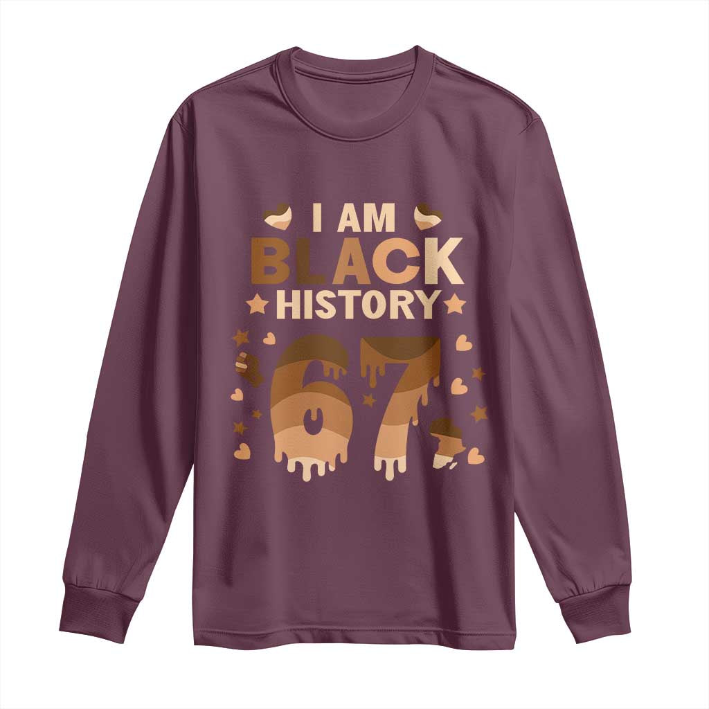 Funny Melanin Six Seven Meme Long Sleeve Shirt African American Gift TS12 Maroon Print Your Wear