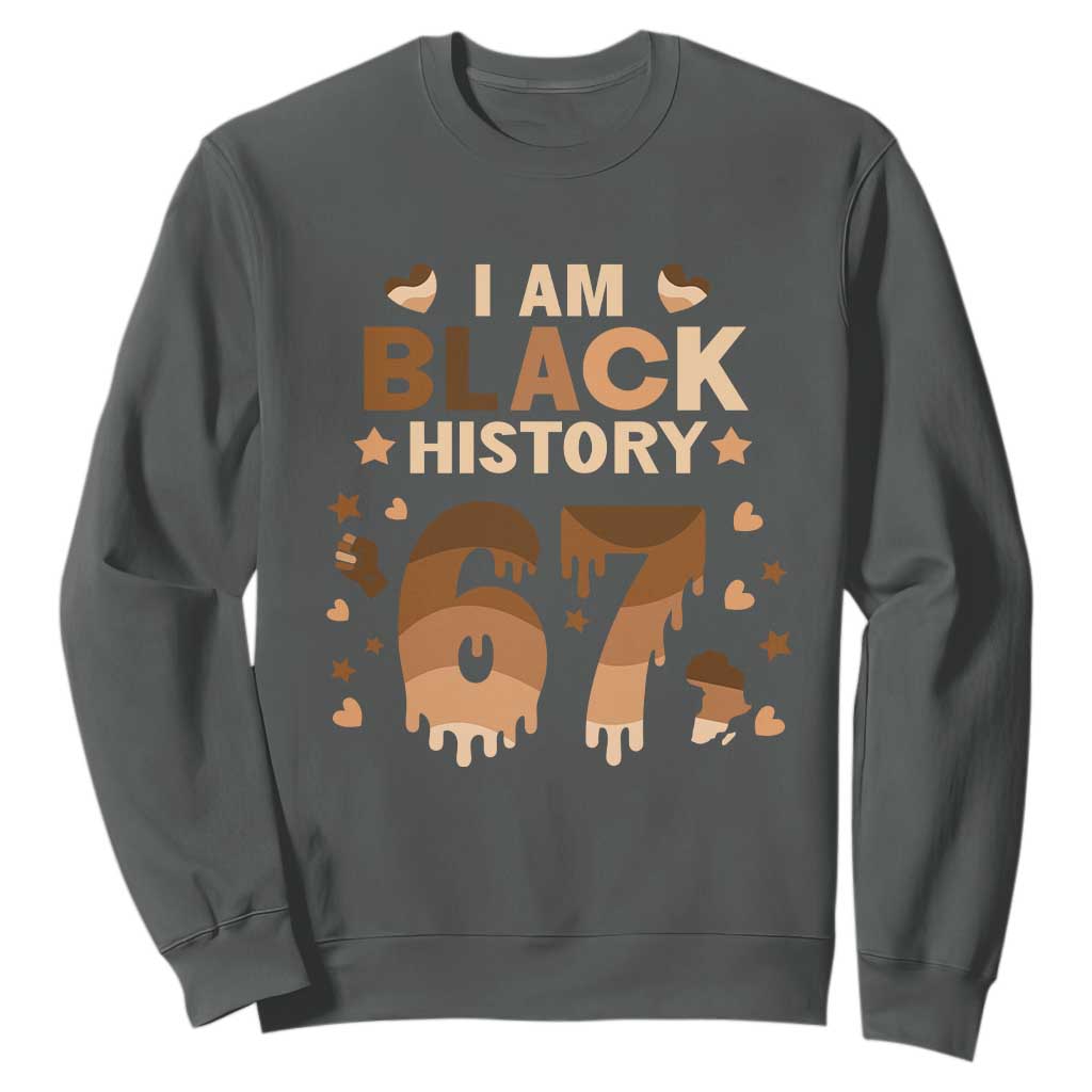 Funny Melanin Six Seven Meme Sweatshirt African American Gift TS12 Dark Heather Print Your Wear