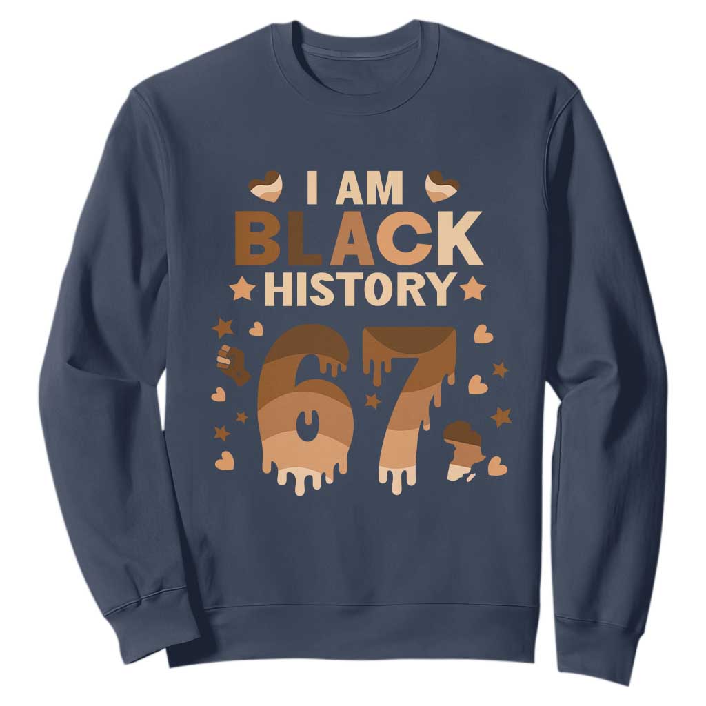 Funny Melanin Six Seven Meme Sweatshirt African American Gift TS12 Navy Print Your Wear