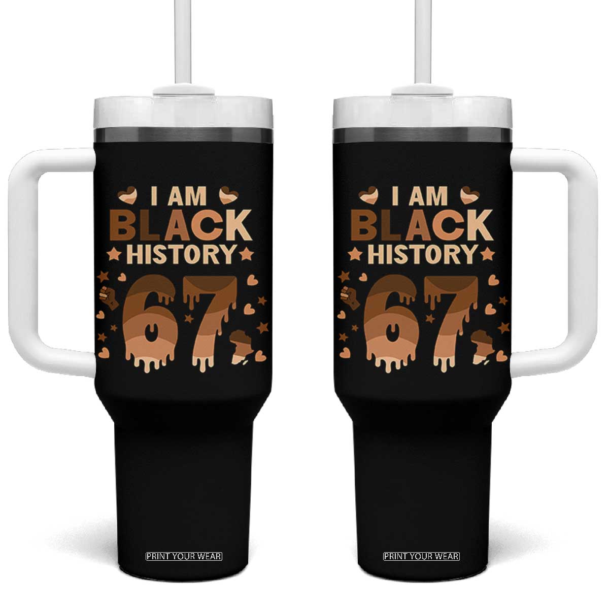 Funny Melanin Six Seven Meme Tumbler With Handle African American Gift - Print Your Wear