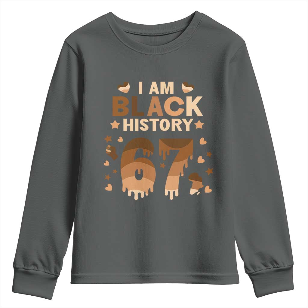 Funny Melanin Six Seven Meme Youth Sweatshirt African American Gift TS12 Dark Heather Print Your Wear