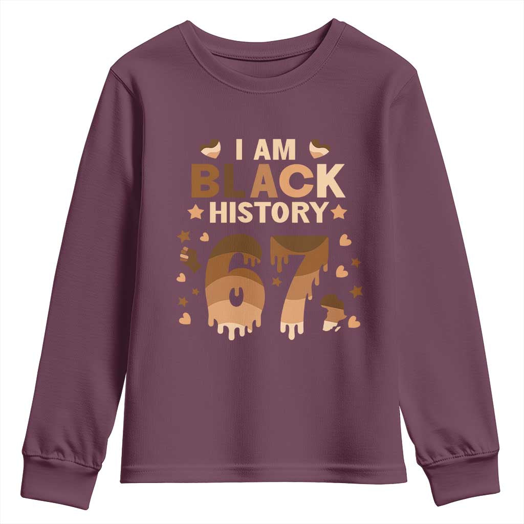 Funny Melanin Six Seven Meme Youth Sweatshirt African American Gift TS12 Maroon Print Your Wear