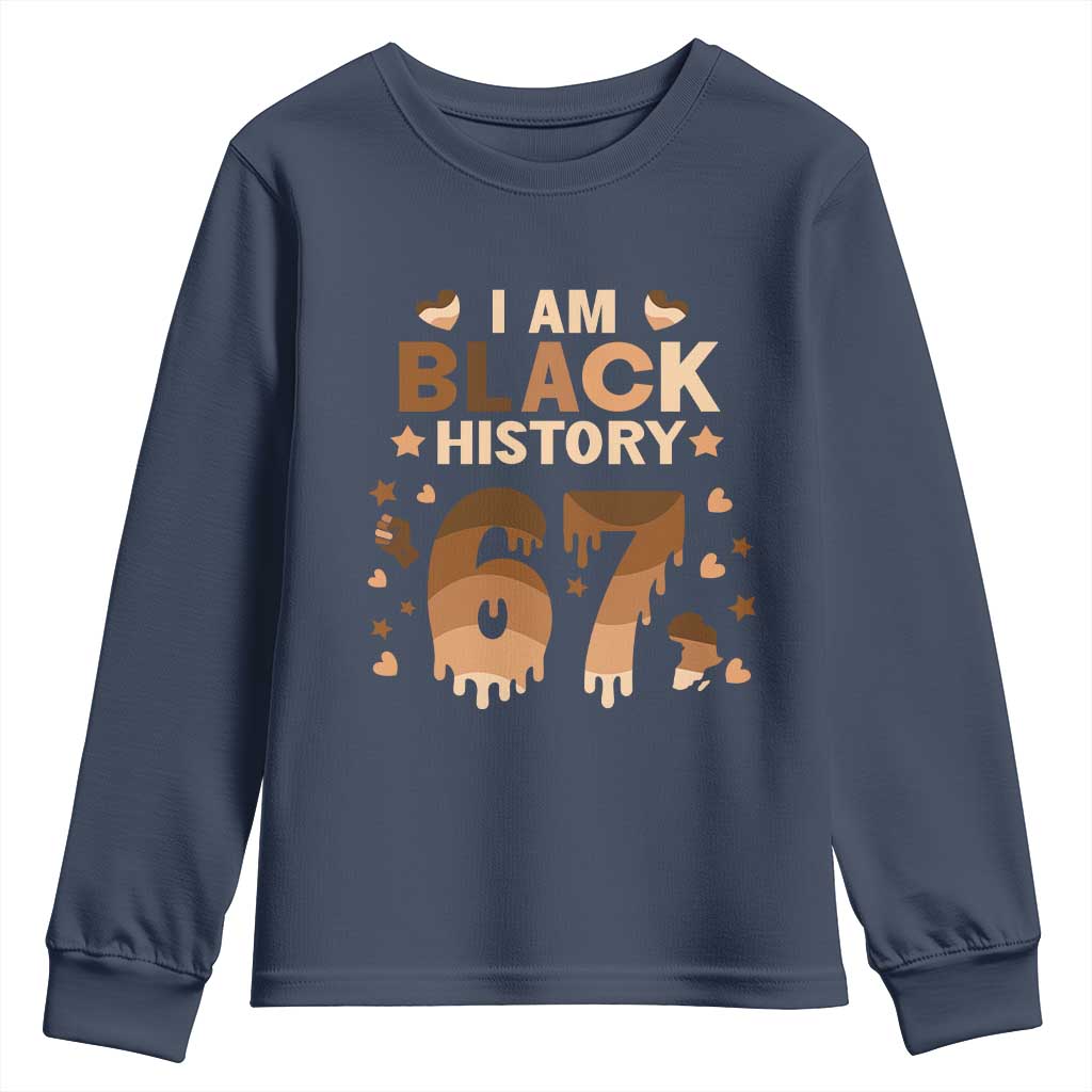 Funny Melanin Six Seven Meme Youth Sweatshirt African American Gift TS12 Navy Print Your Wear