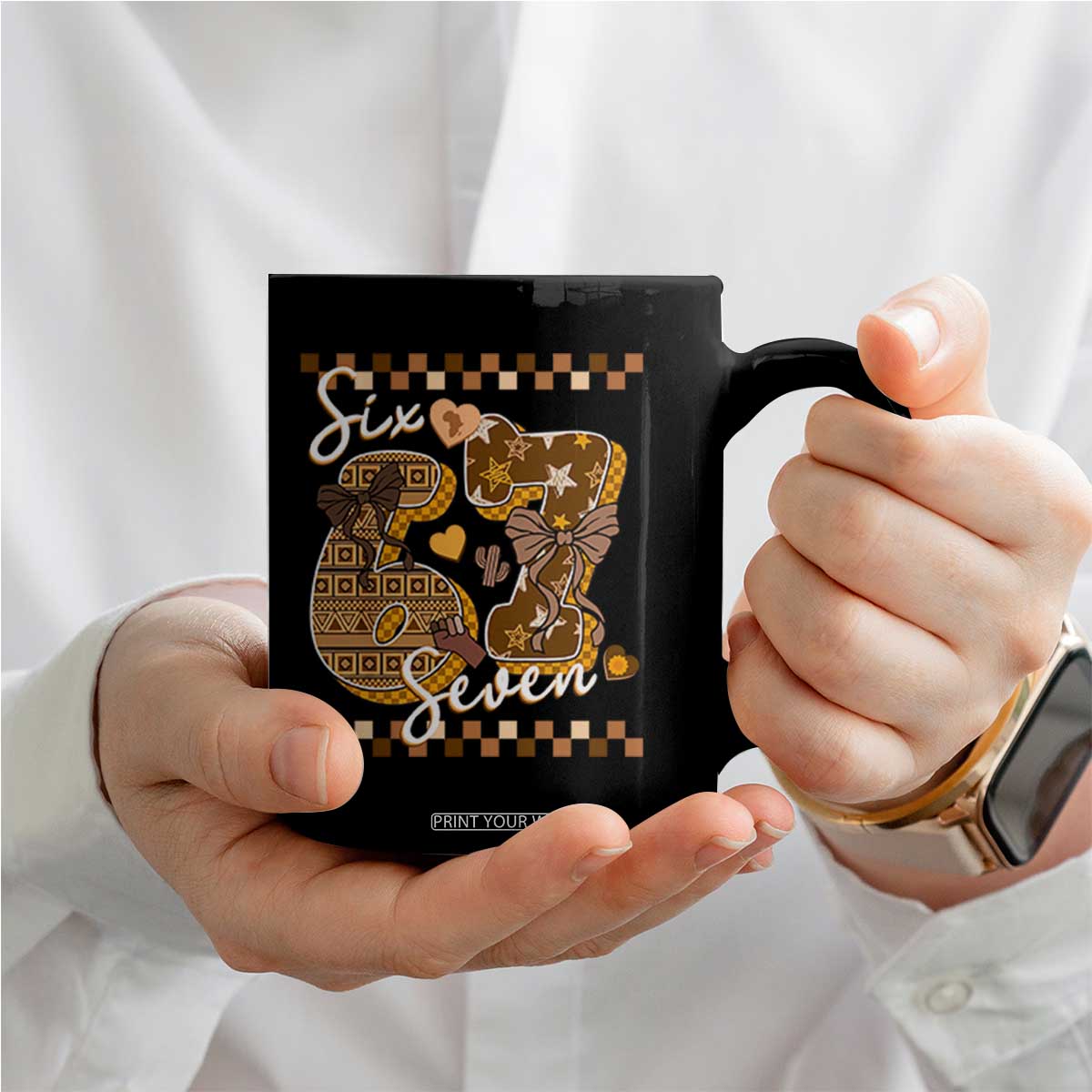 Funny African American Melanin Gift Coffee Mug Six Seven Meme TS12 Print Your Wear