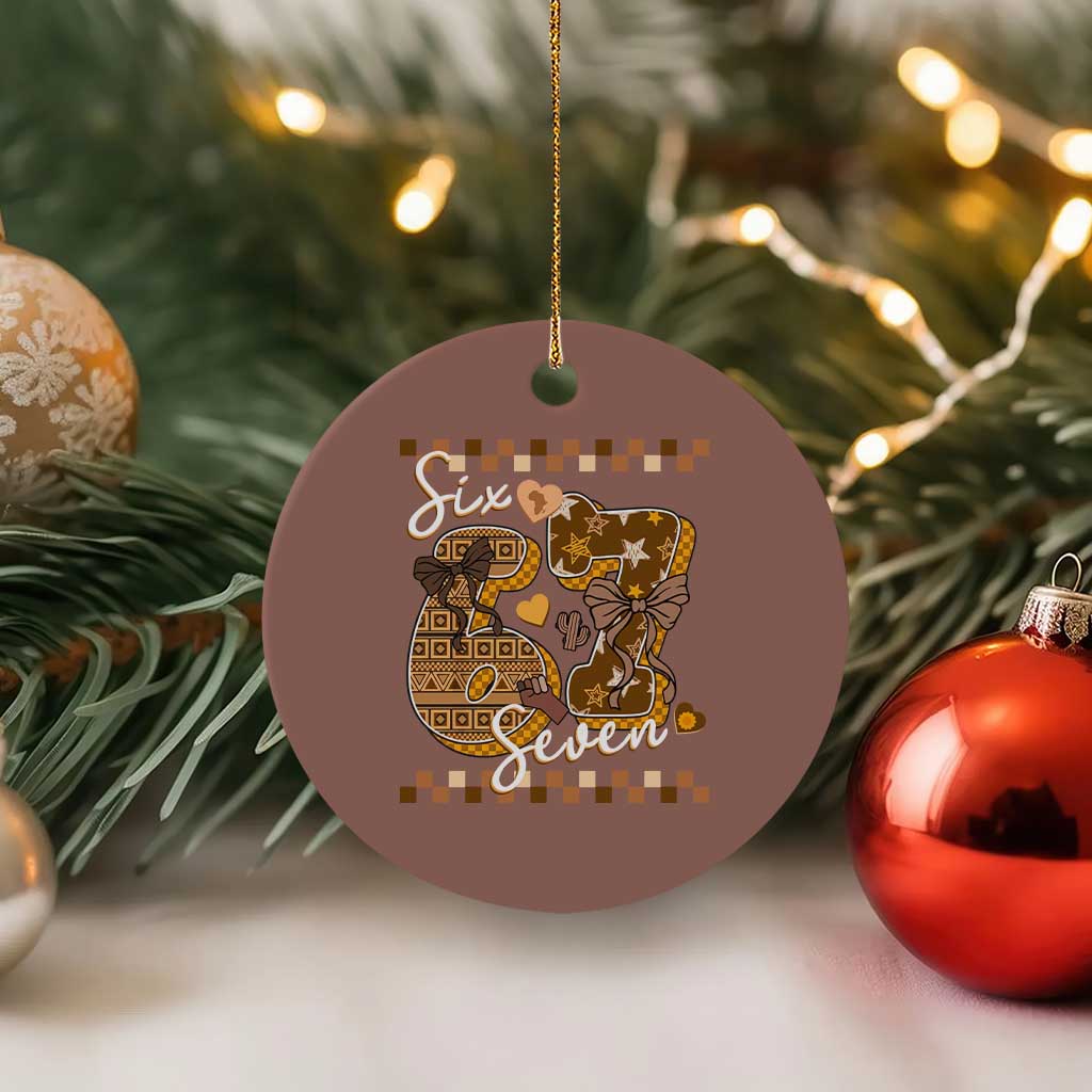 Funny African American Melanin Gift Ceramic Ornament Six Seven Meme TS12 1pc Mocha Print Your Wear
