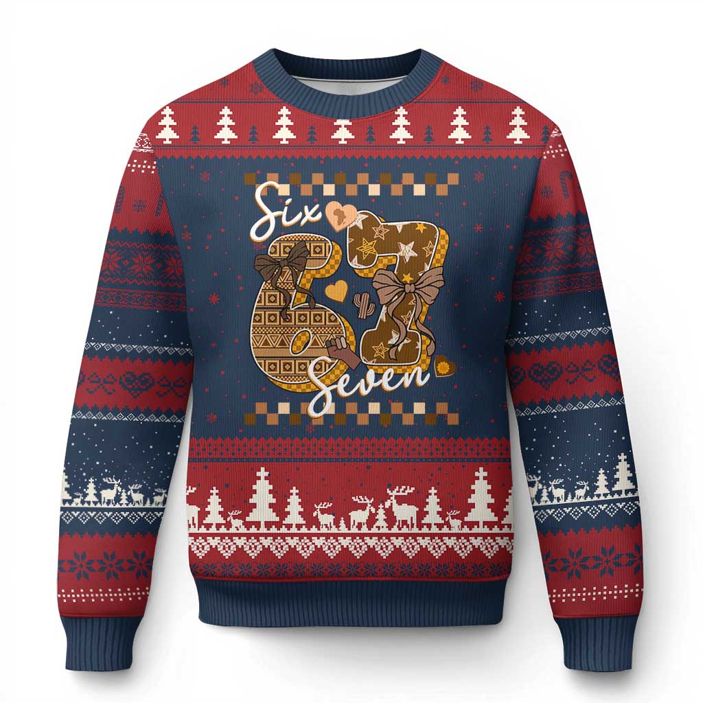 Funny African American Melanin Gift Ugly Christmas Sweater Six Seven Meme TS12 Navy Red Print Your Wear