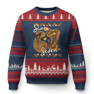 Funny African American Melanin Gift Ugly Christmas Sweater Six Seven Meme TS12 Navy Red Print Your Wear