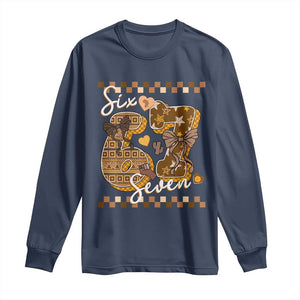 Funny African American Melanin Gift Long Sleeve Shirt Six Seven Meme TS12 Navy Print Your Wear