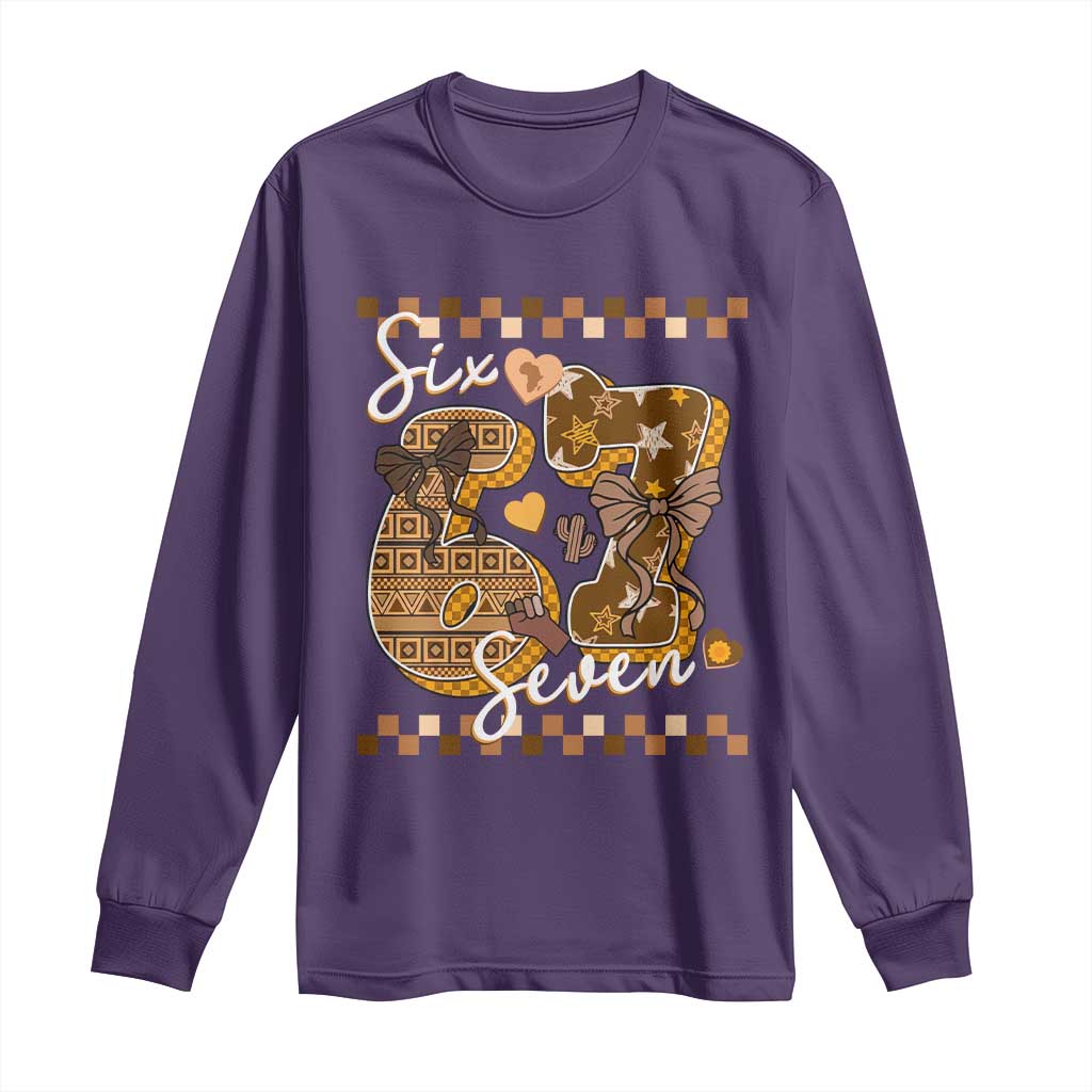 Funny African American Melanin Gift Long Sleeve Shirt Six Seven Meme TS12 Purple Print Your Wear