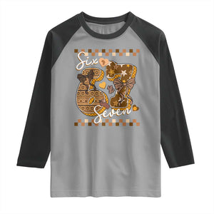 Funny African American Melanin Gift Raglan Shirt Six Seven Meme TS12 Sport Gray Black Print Your Wear