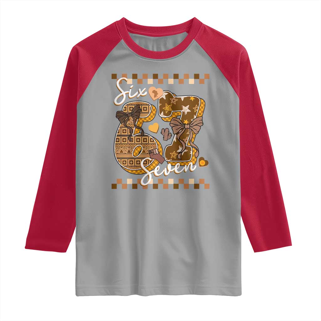 Funny African American Melanin Gift Raglan Shirt Six Seven Meme TS12 Sport Gray Red Print Your Wear
