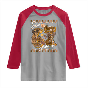 Funny African American Melanin Gift Raglan Shirt Six Seven Meme TS12 Sport Gray Red Print Your Wear