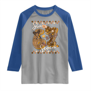 Funny African American Melanin Gift Raglan Shirt Six Seven Meme TS12 Sport Gray Royal Print Your Wear