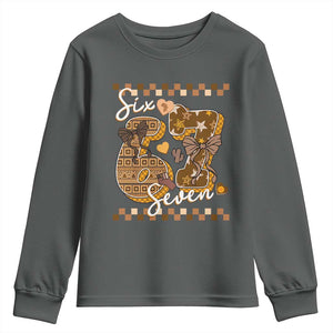 Funny African American Melanin Gift Youth Sweatshirt Six Seven Meme TS12 Dark Heather Print Your Wear