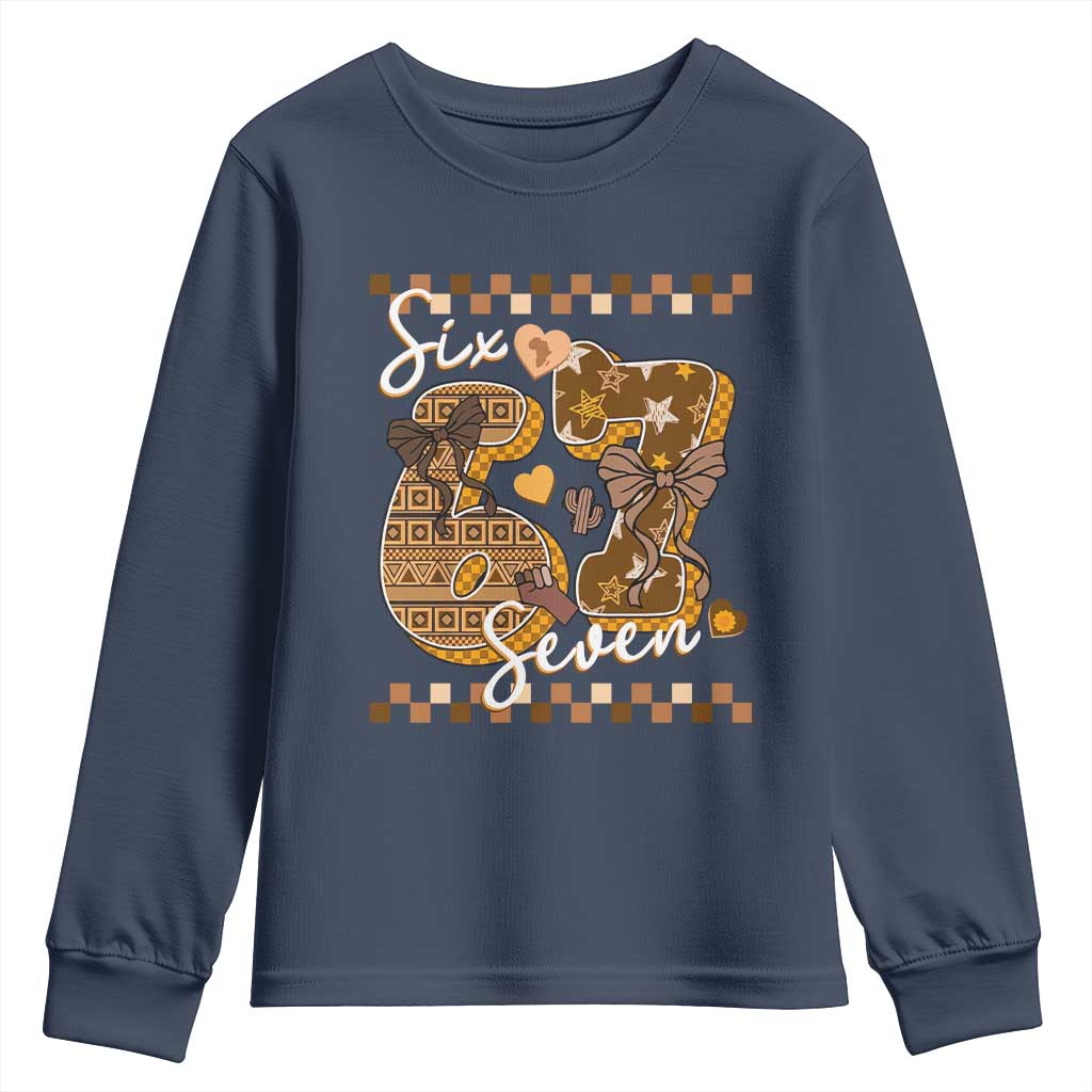 Funny African American Melanin Gift Youth Sweatshirt Six Seven Meme TS12 Navy Print Your Wear