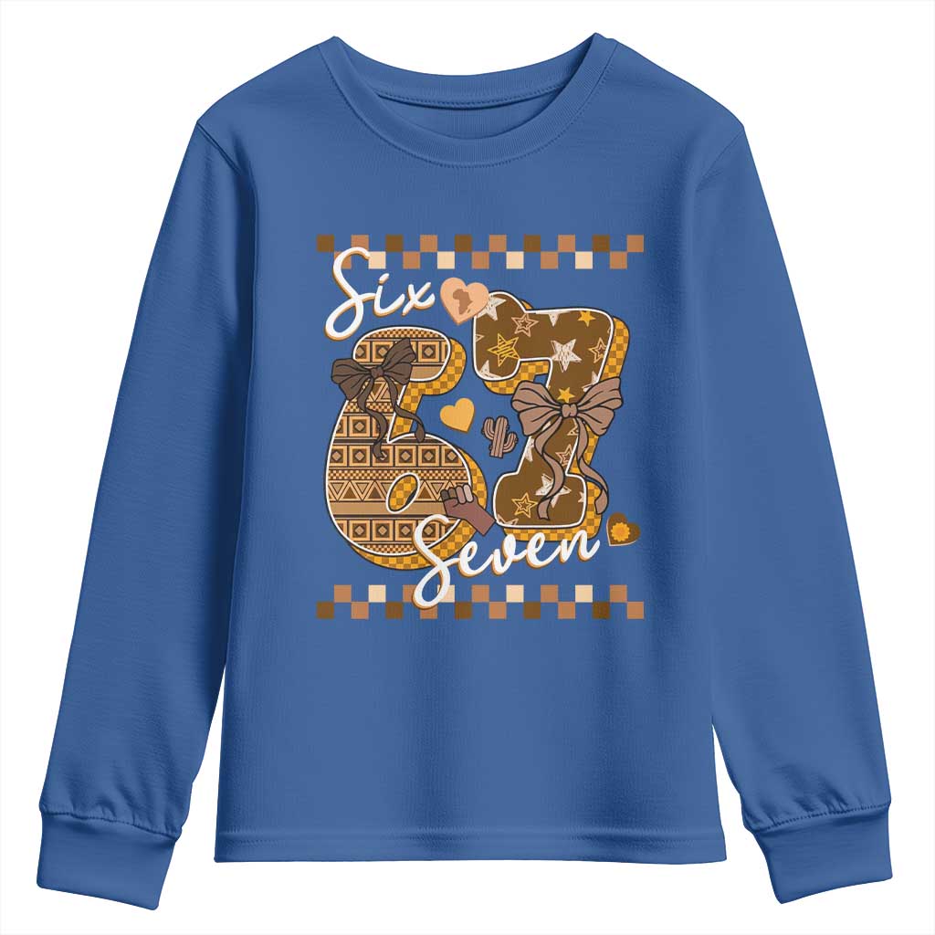 Funny African American Melanin Gift Youth Sweatshirt Six Seven Meme TS12 Royal Blue Print Your Wear