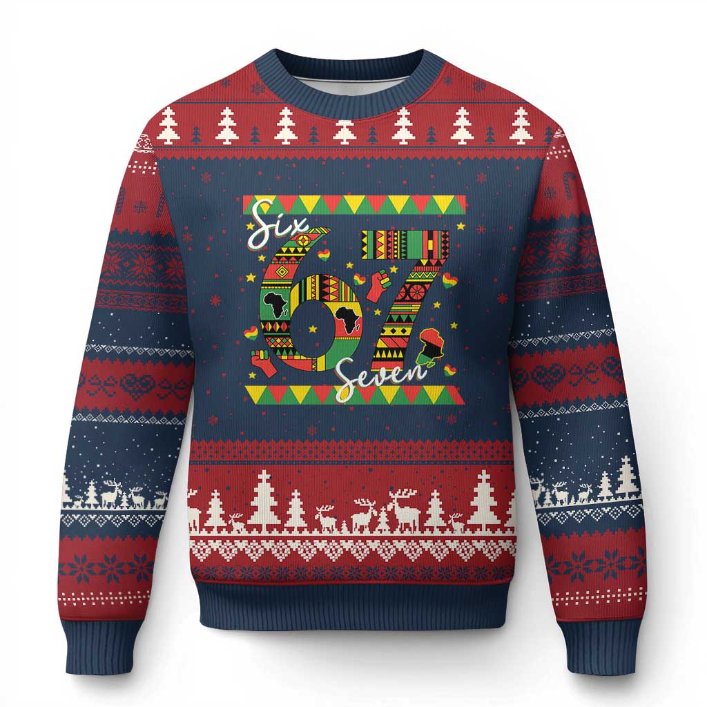 Funny Six Seven Meme Ugly Christmas Sweater Pan African Culture Gift TS12 Navy Red Print Your Wear