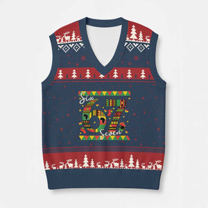 Funny Six Seven Meme V-Neck Knit Sweater Vest Pan African Culture Gift TS12 Navy Red Print Your Wear