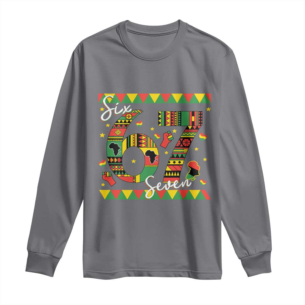 Funny Six Seven Meme Long Sleeve Shirt Pan African Culture Gift TS12 Charcoal Print Your Wear