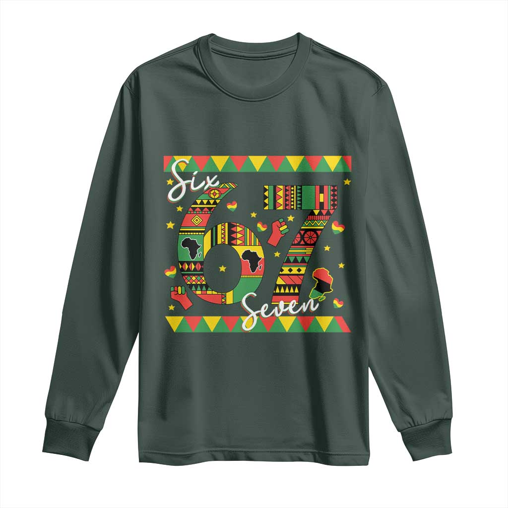 Funny Six Seven Meme Long Sleeve Shirt Pan African Culture Gift TS12 Dark Forest Green Print Your Wear