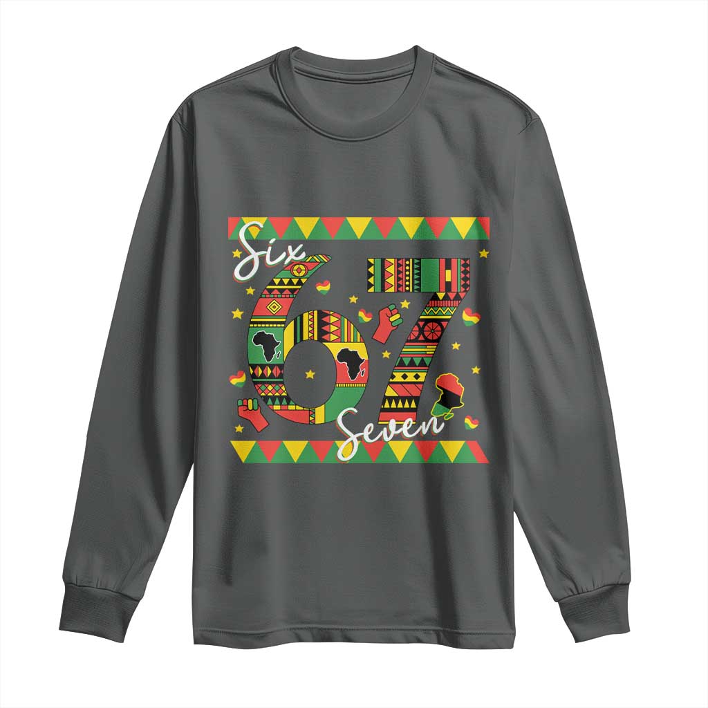Funny Six Seven Meme Long Sleeve Shirt Pan African Culture Gift TS12 Dark Heather Print Your Wear