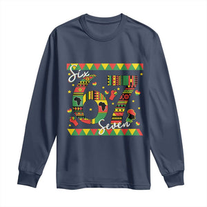 Funny Six Seven Meme Long Sleeve Shirt Pan African Culture Gift TS12 Navy Print Your Wear