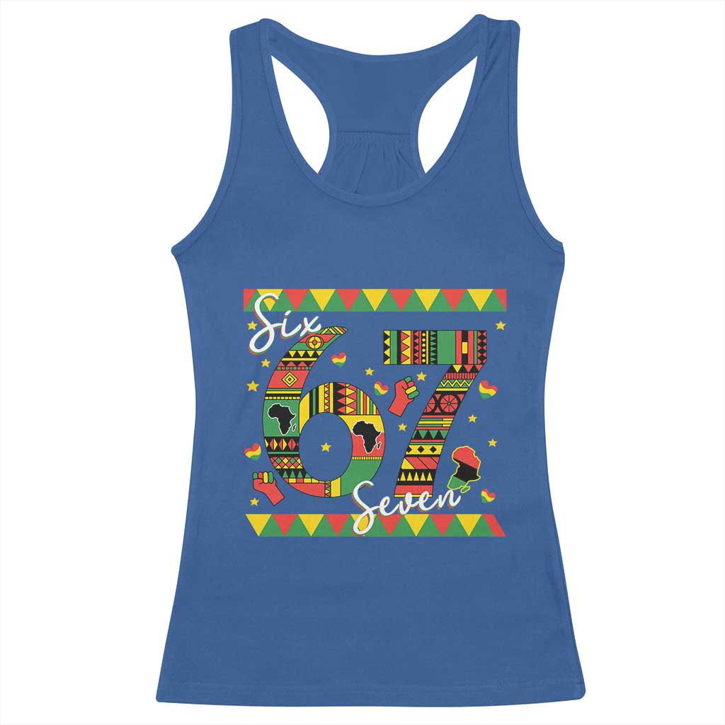 Funny Six Seven Meme Racerback Tank Top Pan African Culture Gift TS12 Royal Blue Print Your Wear