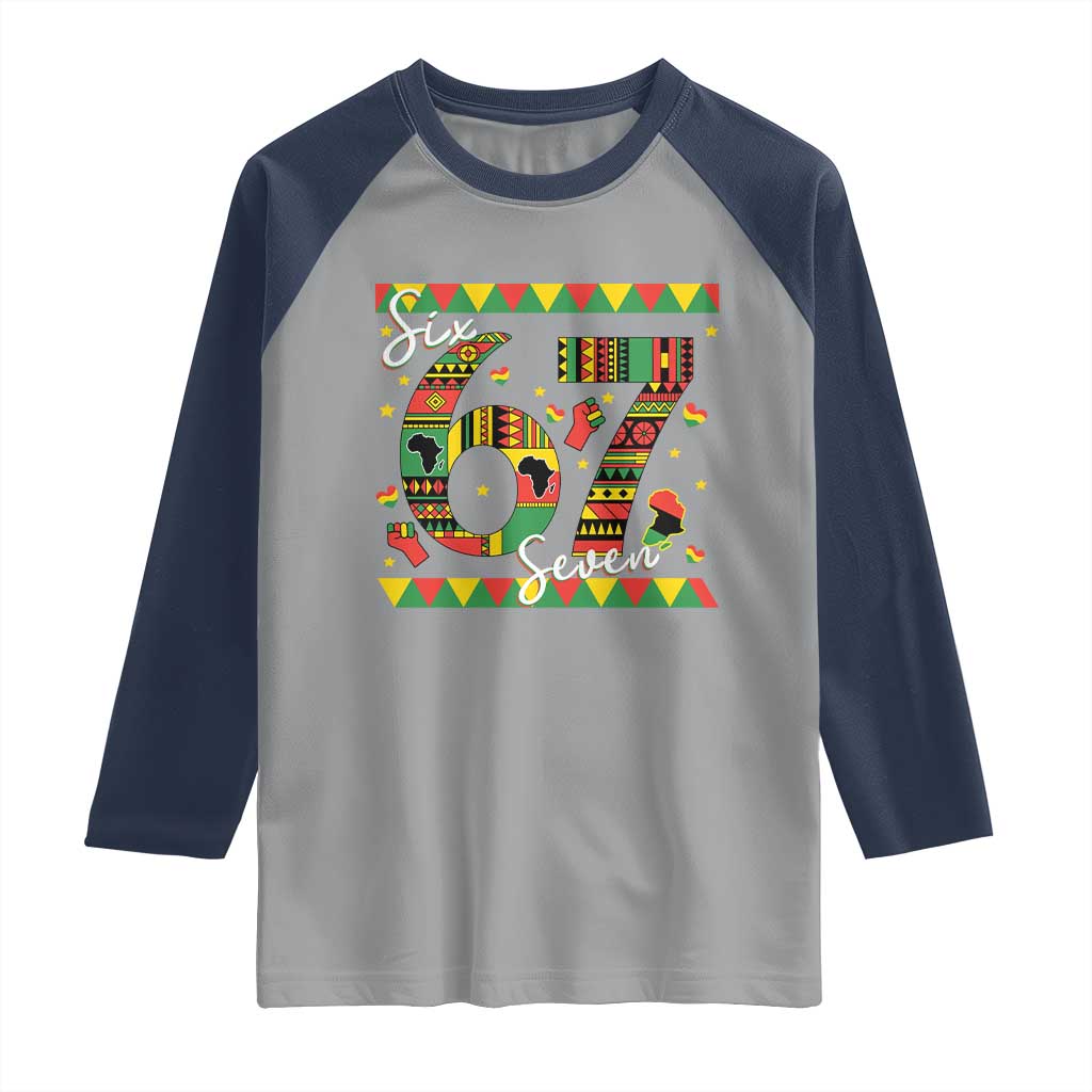 Funny Six Seven Meme Raglan Shirt Pan African Culture Gift TS12 Sport Gray Navy Print Your Wear