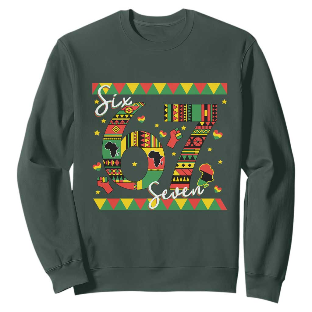 Funny Six Seven Meme Sweatshirt Pan African Culture Gift TS12 Dark Forest Green Print Your Wear