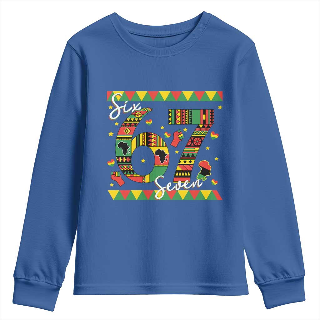 Funny Six Seven Meme Youth Sweatshirt Pan African Culture Gift TS12 Royal Blue Print Your Wear